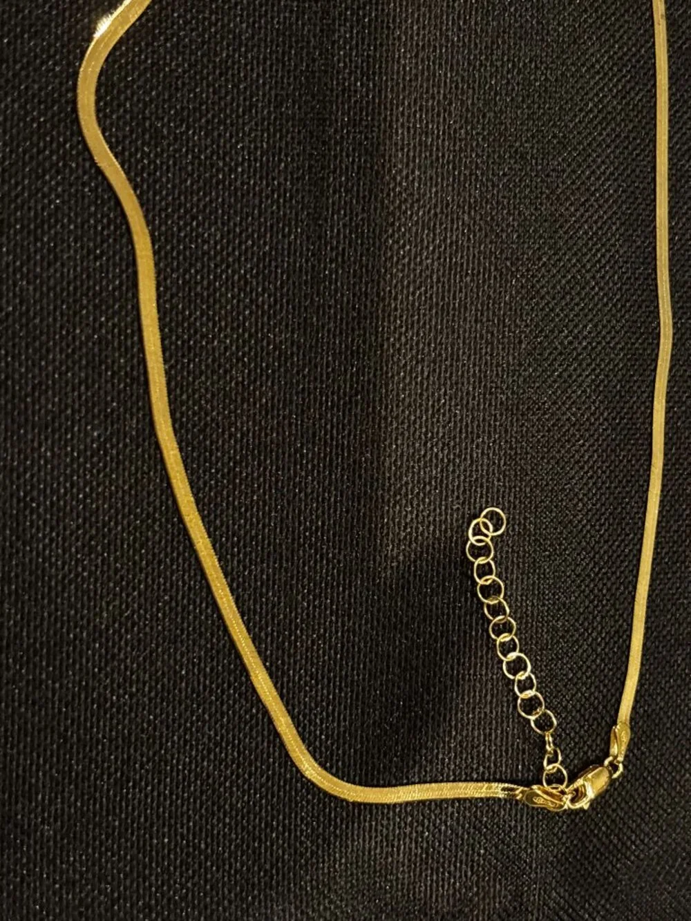 14K Solid Yellow Gold Thin Herringbone Necklace 3.2mm (16